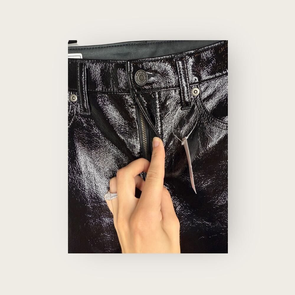 GAP High Rise Vegan Patent Leather Vintage Slim Pants Size 4 Petite NWT - Picture 6 of 9